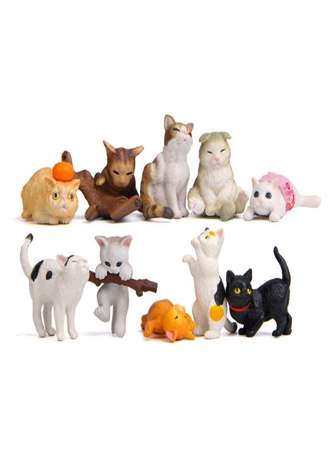 Halloluck 10 Pcs Cat Figurines Mini Cat Figure Desktop Decor, Cake Topper, Plant, Automobile Decoration, Miniature Decorations, Landscape Scenes - Image 1